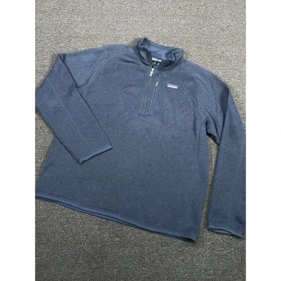 Patagonia 1/4 Zip Better Sweater Mens Large Navy Blue Fleece Jacket Pocket - Picture 2 of 8